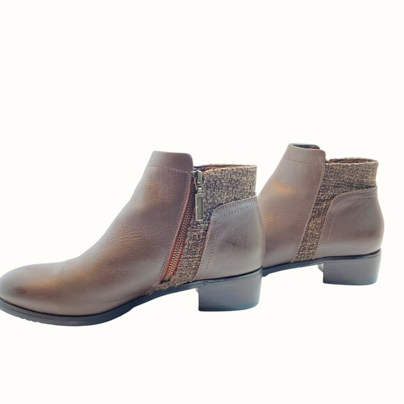 Propet Taneka Womens Leather & Tweed Booties Size 9 Brown With Side Zip - Picture 2 of 9